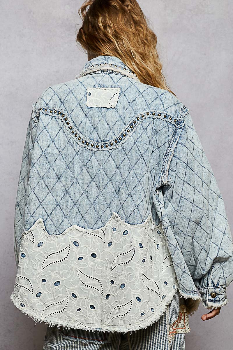 Quilted denim shirt jacket