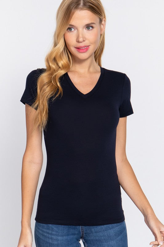 V neck fitted t shirt