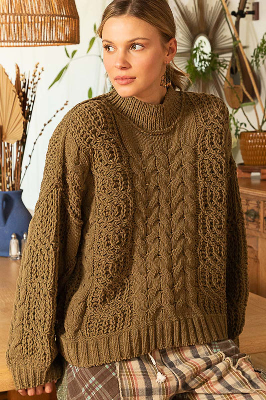 Olive chenille pullover sweater