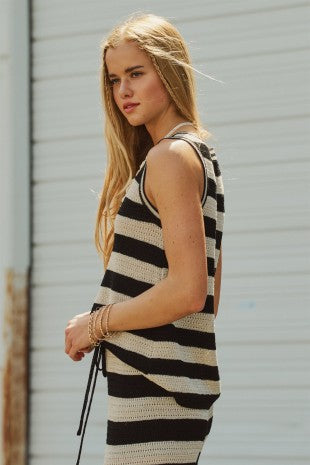 Stripe crochet knit tank