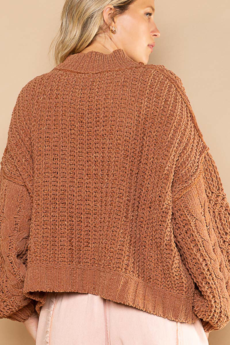 Burnt topaz soft chenille sweater