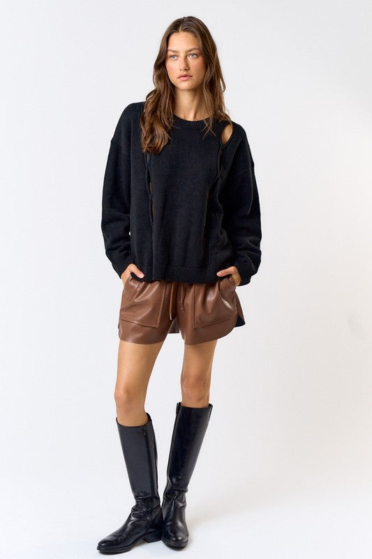 Front cut oversized sweater