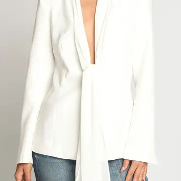 Scarf tie front blazer