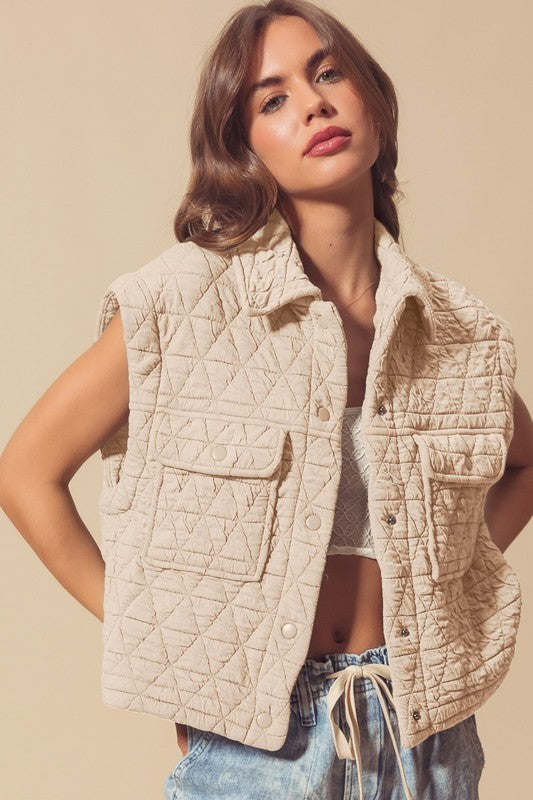 Oatmeal quilted vest