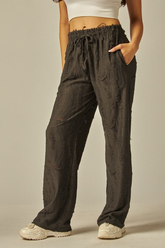 Vintage destroyed drawstring pull on pants