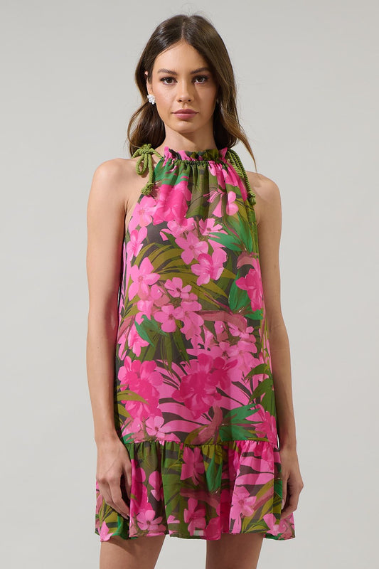 Floral halter mini dress