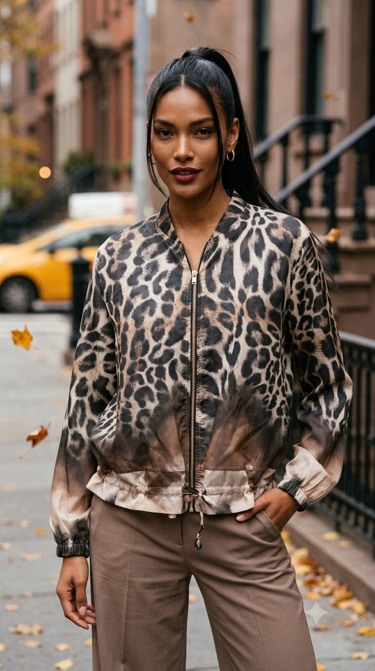 ZOJ03 Lightweight Leopard Print Tencel Jacket