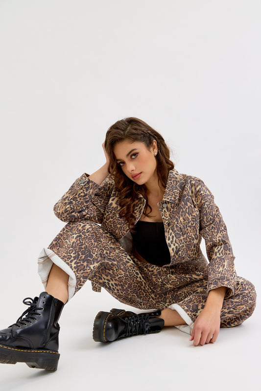 Leopard denim jacket