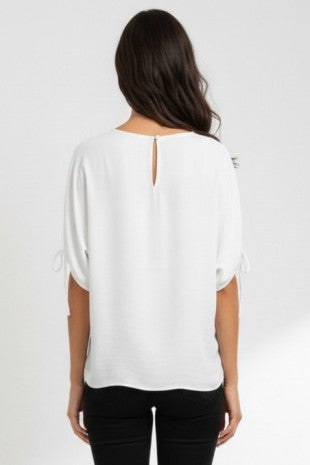 Dolman sleeve blouse w/drawstring sleeve (2 colors)