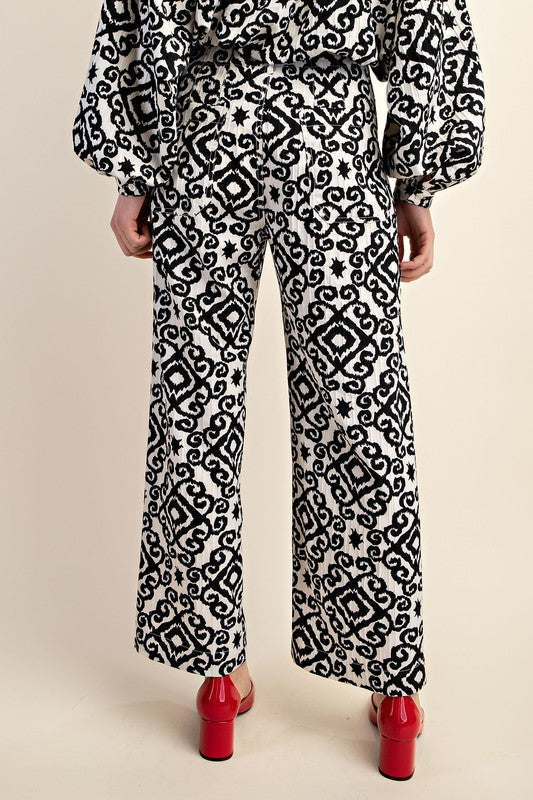 Geo print flowy ankle pant