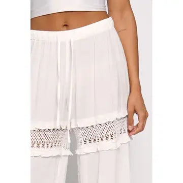 Open lace detail drawstring pant