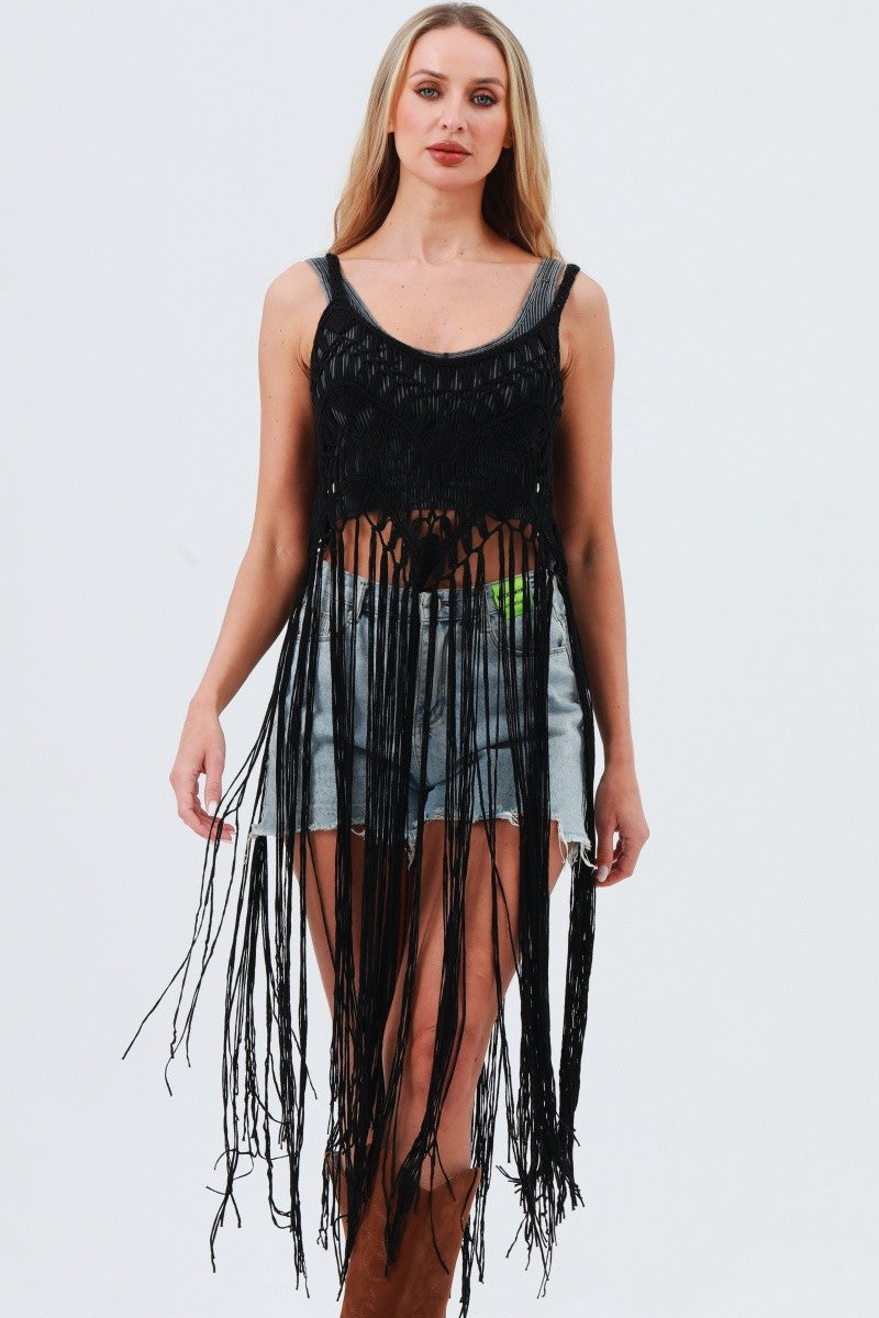Crocheted tassel top (2 colors)