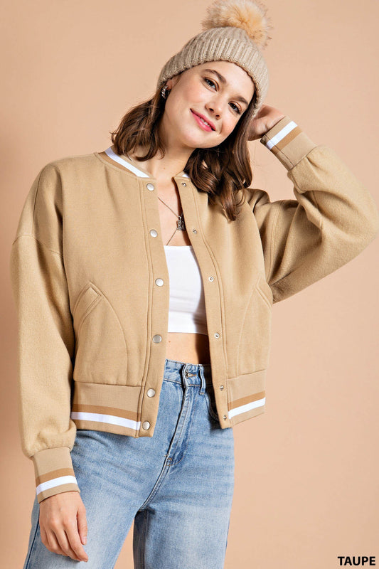 Camel casual bomber jacket