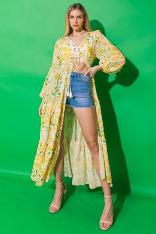 Printed maxi duster