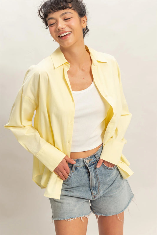 Butter yellow cotton button down