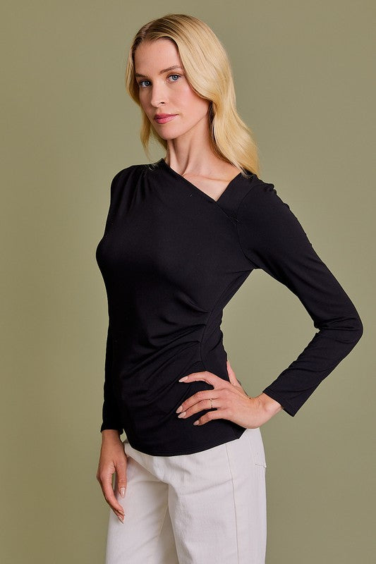 Cut out neckline long sleeve top