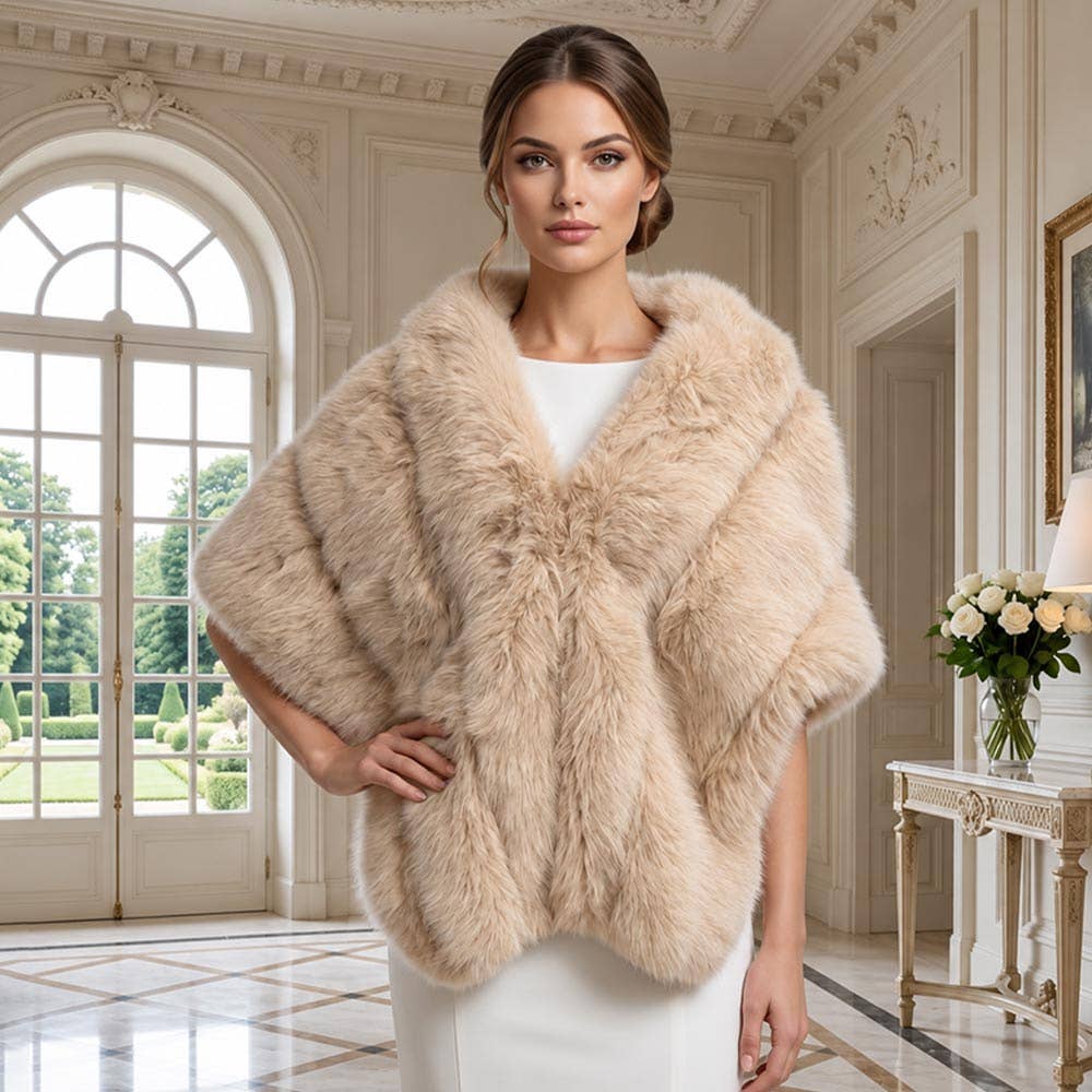 Faux Fur Shawl Wrap Poncho