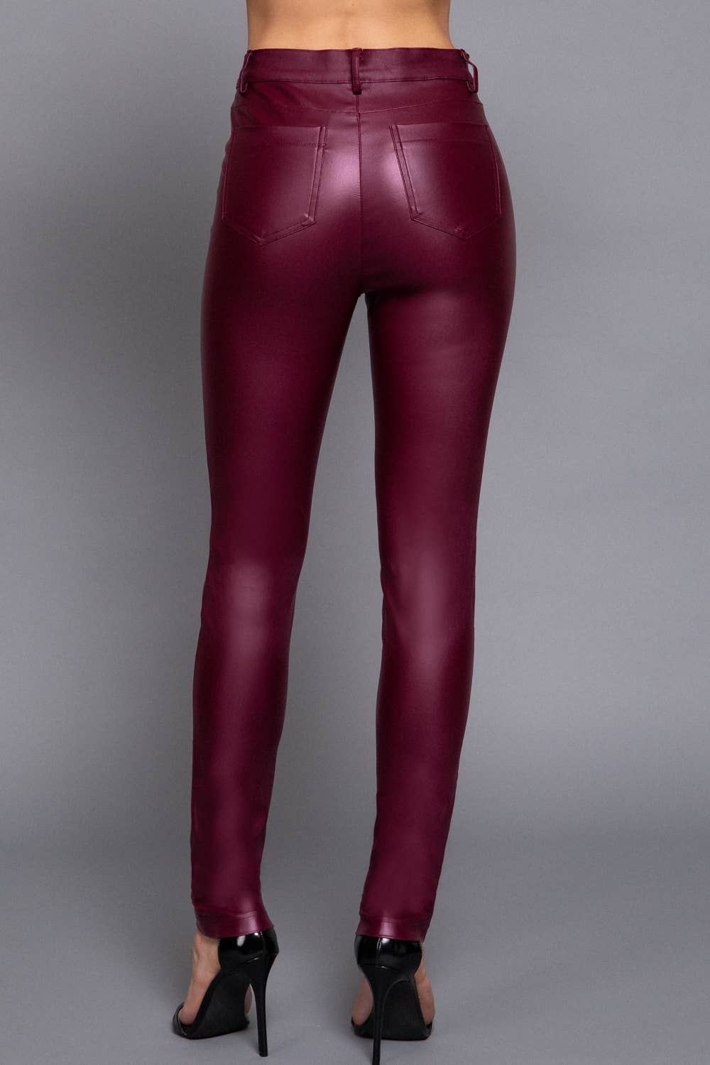 Pu Faux Leather Coated Long Pants