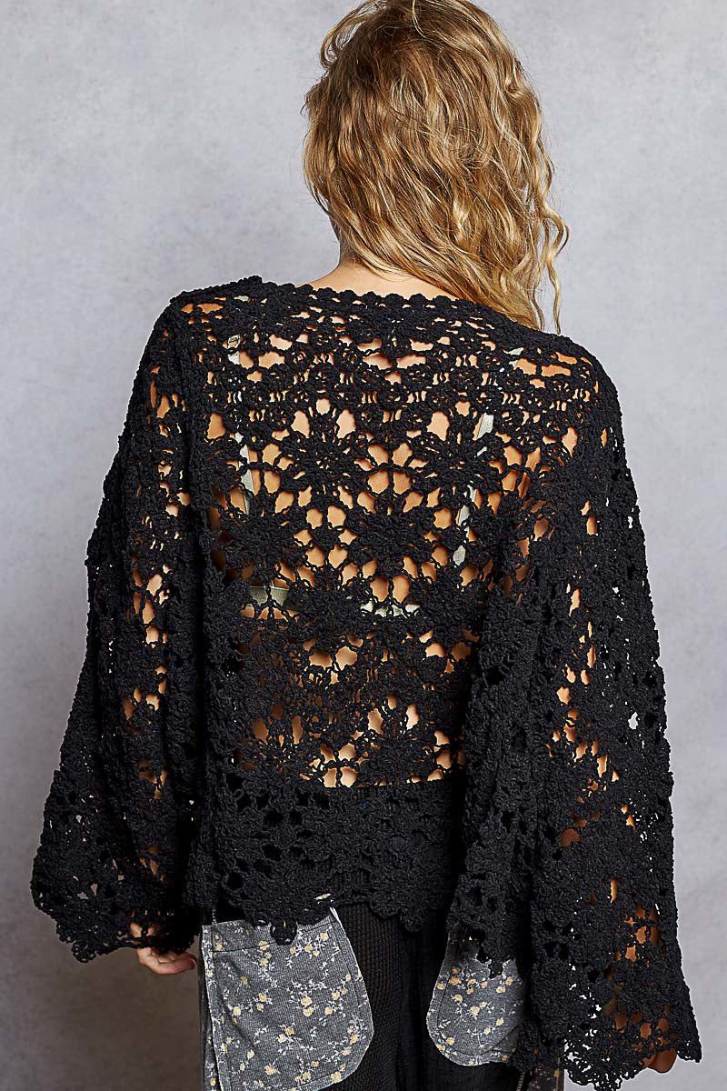 Bell sleeve crochet sweater (2 colors)