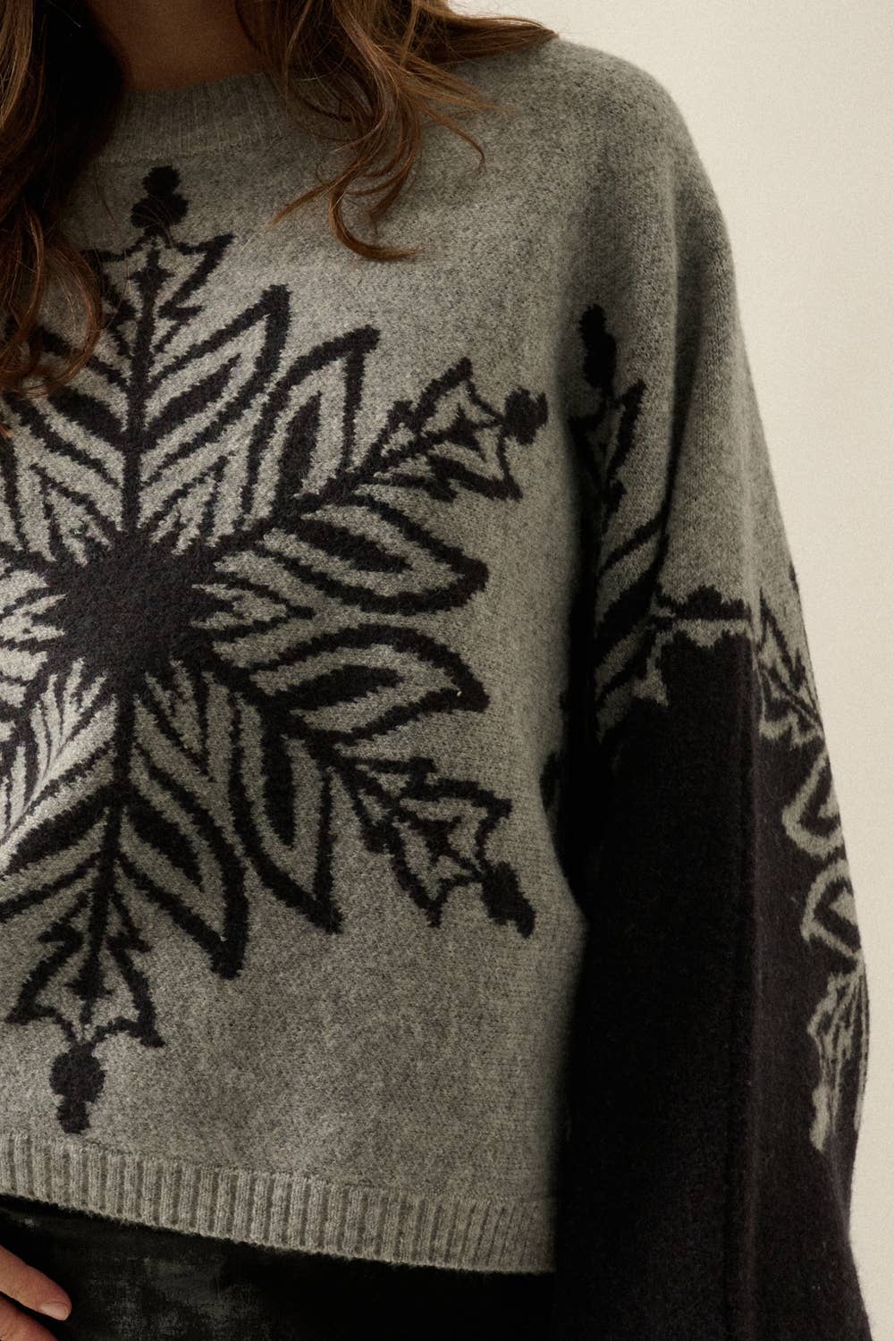 Snowflake Jacquard-Knit Dolman-Sleeve Sweater