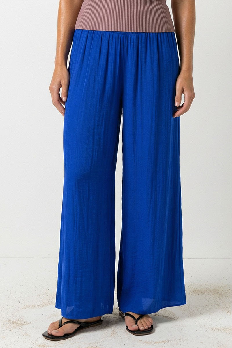 Smocked waist wide leg pant (3 colors)