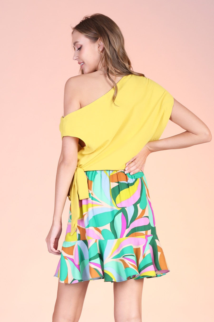 Washed Poly Silk Surplice Caftan Top