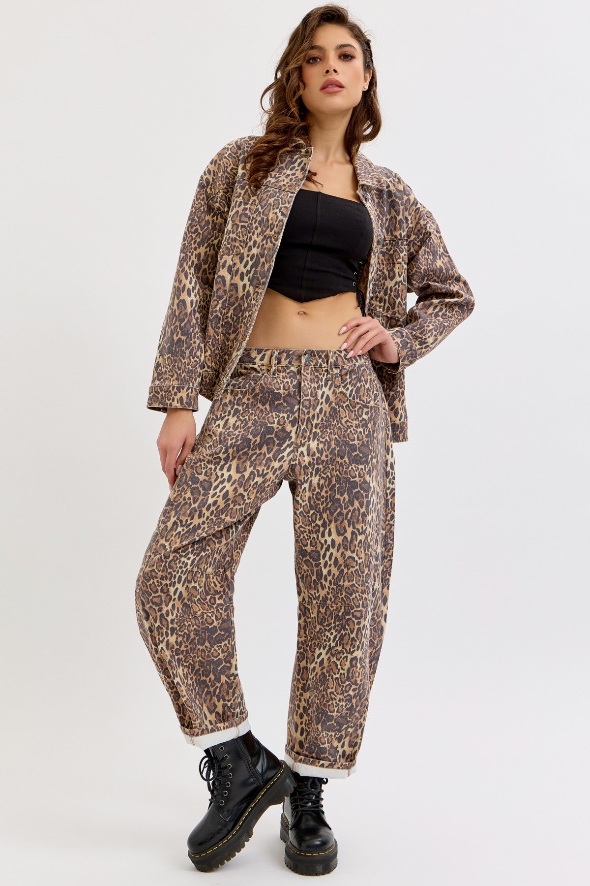 Leopard denim jacket