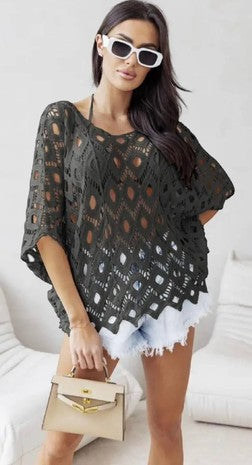 Black crochet top (one size)