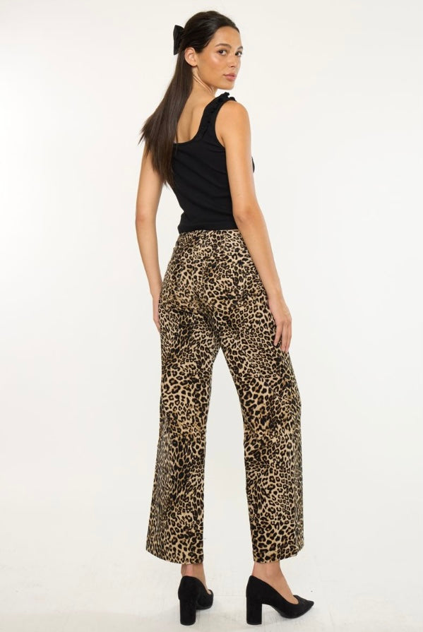 Leopard corduroy wide leg