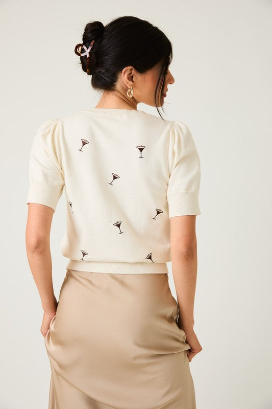 Short sleeve martini sweater