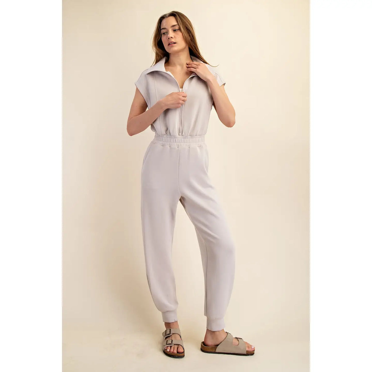Mocha cream scuba jumpsuit
