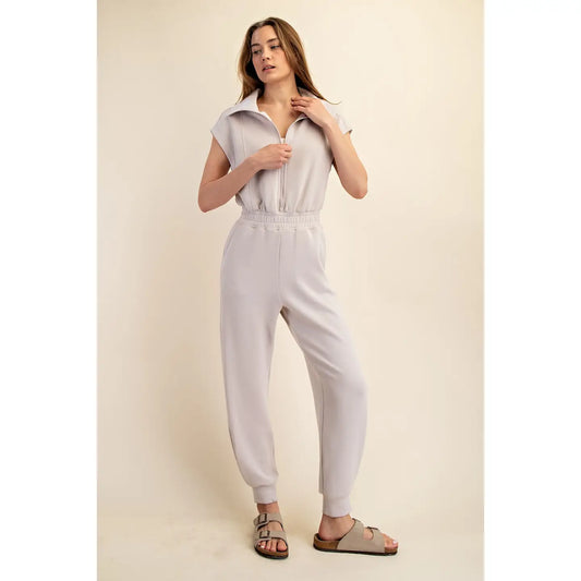 Mocha cream scuba jumpsuit