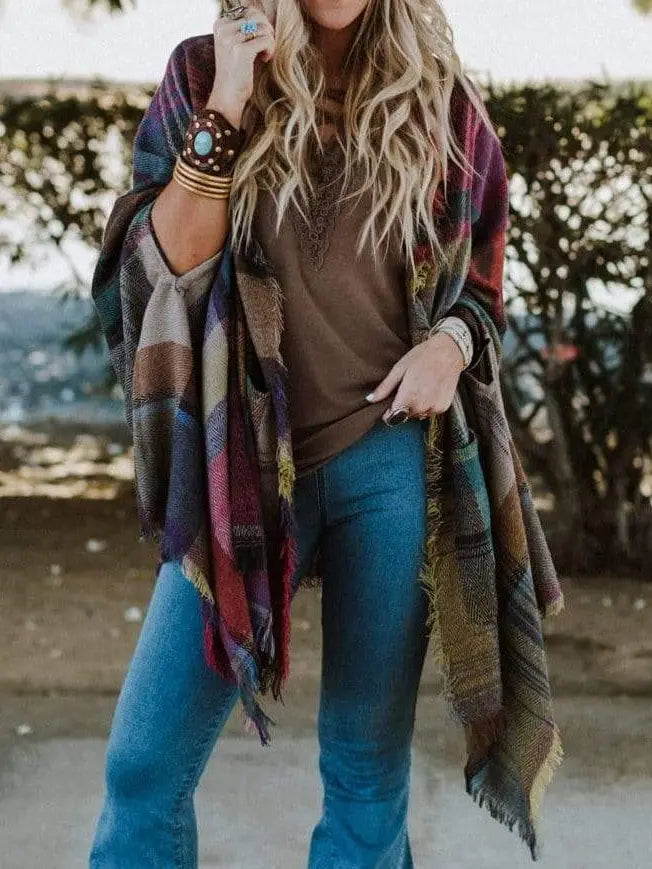 Cozy plaid wrap (one size)