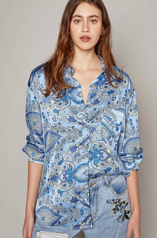 Silky button down blouse
