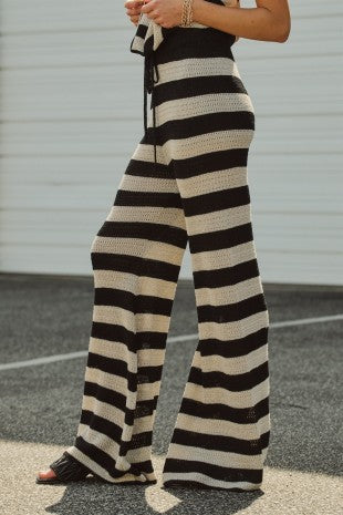 Stripe crochet knit pants