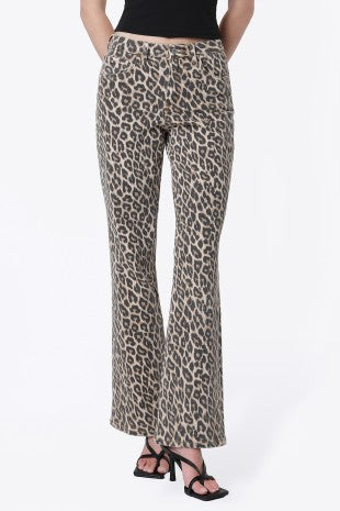 Leopard print vintage flare jeans