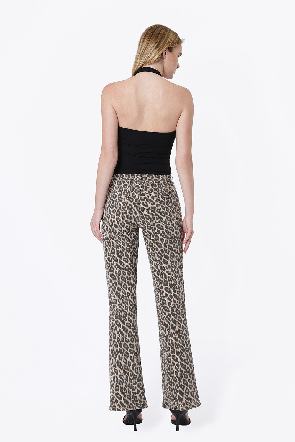 Leopard print vintage flare jeans