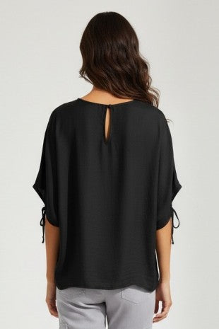 Dolman sleeve blouse w/drawstring sleeve (2 colors)