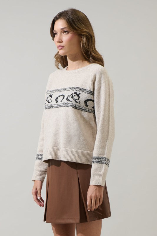 Camelot horse raglan sleeve sweater