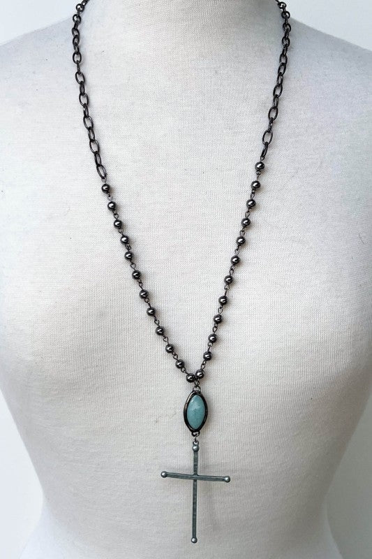 Hematite cross necklace