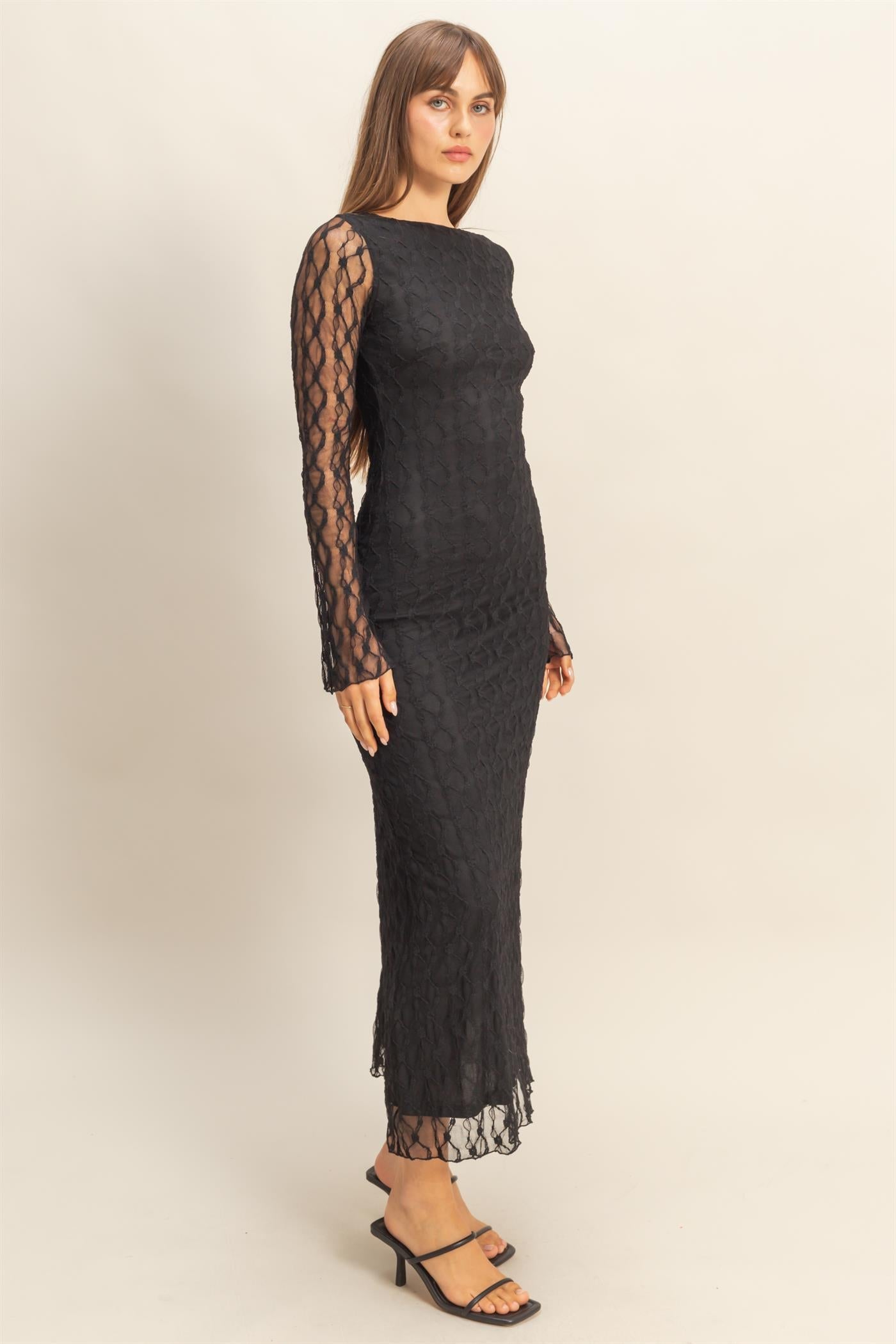 Lace overlay long dress