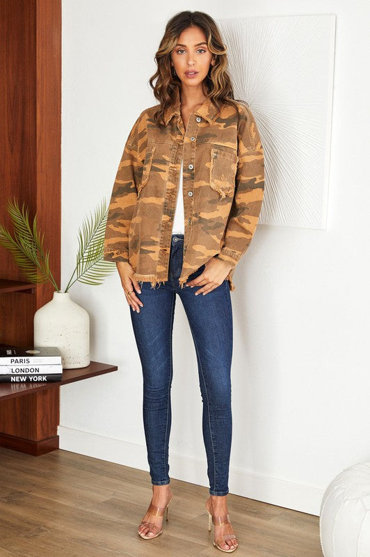 Oversized camo print jacket