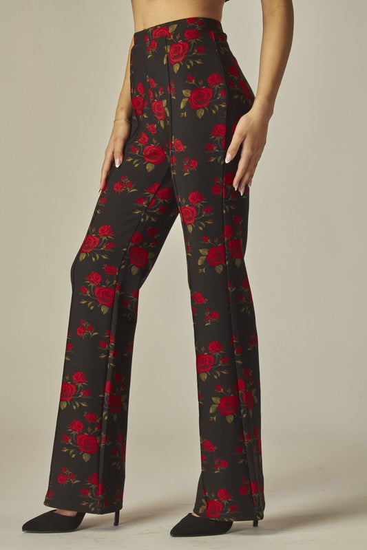 Rose pattern scuba pant