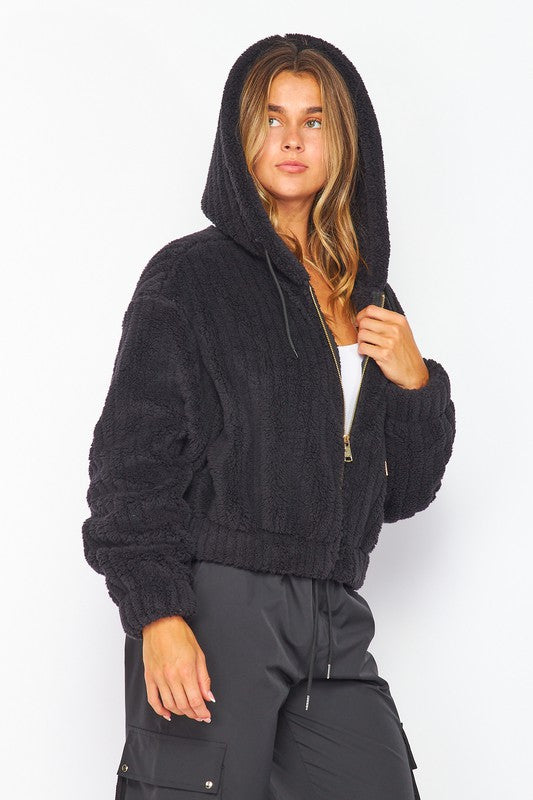 Hooded sherpa jacket