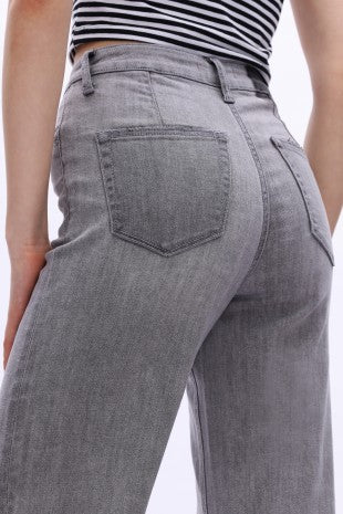 High rise gray denim jeans