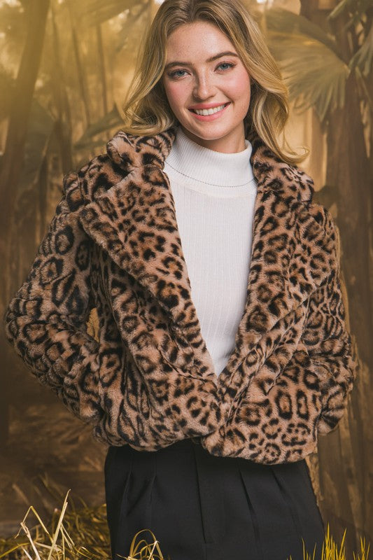 Leopard fur short jacket