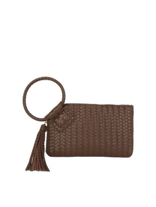 Woven vegan leather wristlet