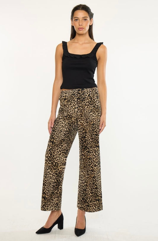 Leopard corduroy wide leg