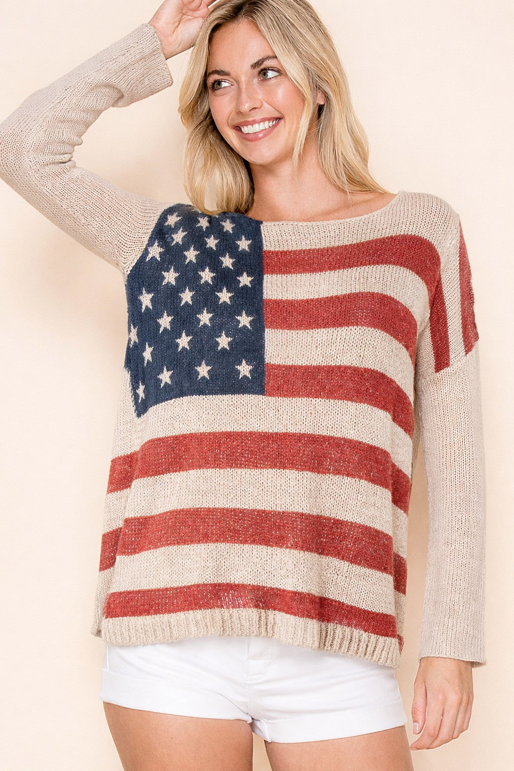 Beige flag sweater