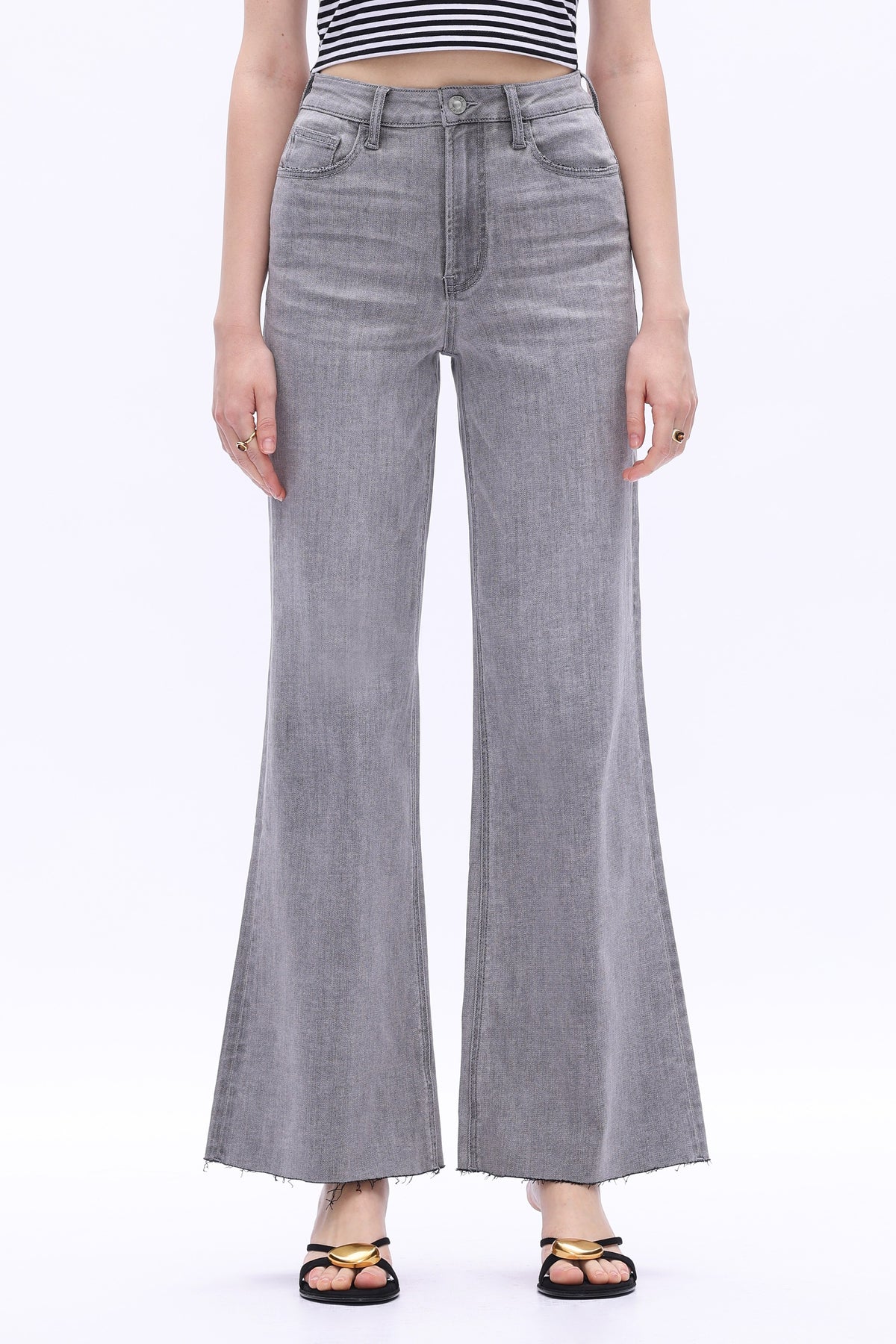 High rise gray denim jeans